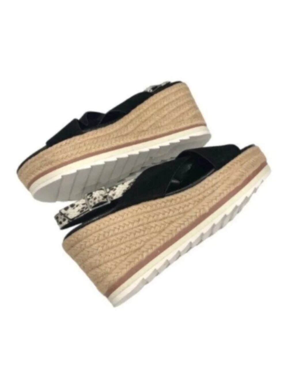 NEW Marc Fisher Black Espadrille Wedge Sandal 8.5 - Picture 2 of 9